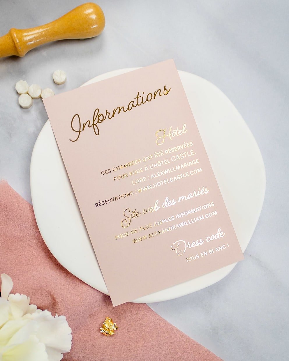 "Jonquille" - Faire-part de mariage chic, élégant et romantique avec dorure or - Wedding stationery - Création Luxe Carterie Studio