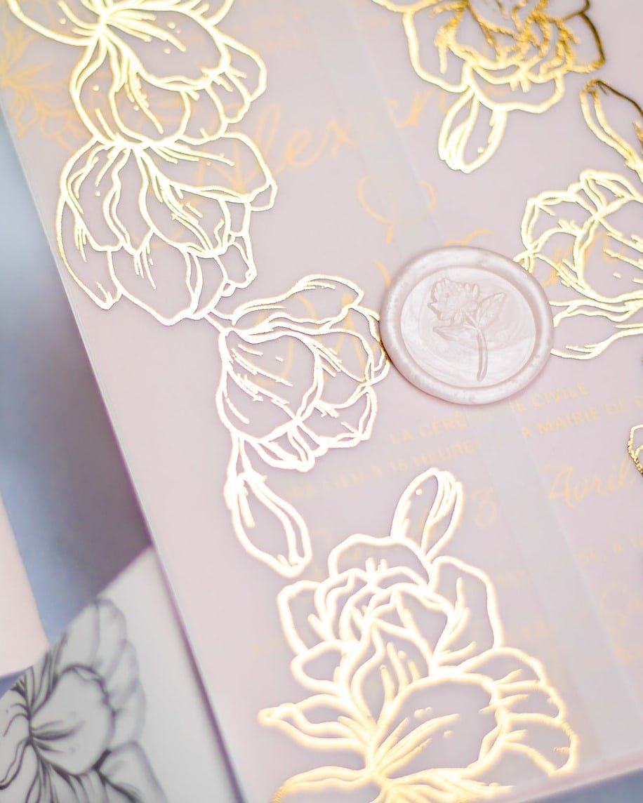 "Jonquille" - Faire-part de mariage chic, élégant et romantique avec dorure or - Wedding stationery - Création Luxe Carterie Studio