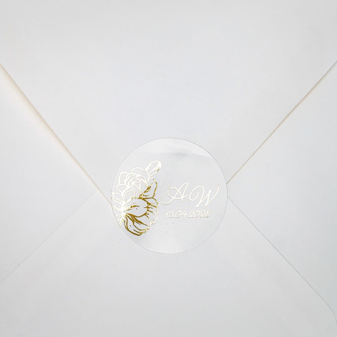 "Jonquille - Sticker" - Faire-part de mariage chic, élégant et romantique avec dorure or - Wedding stationery - Création Luxe Carterie Studio