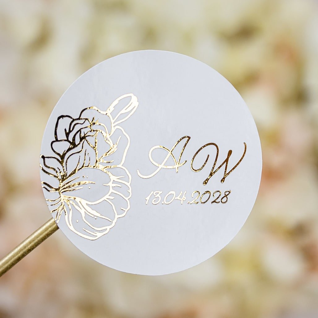 "Jonquille - Sticker" - Faire-part de mariage chic, élégant et romantique avec dorure or - Wedding stationery - Création Luxe Carterie Studio