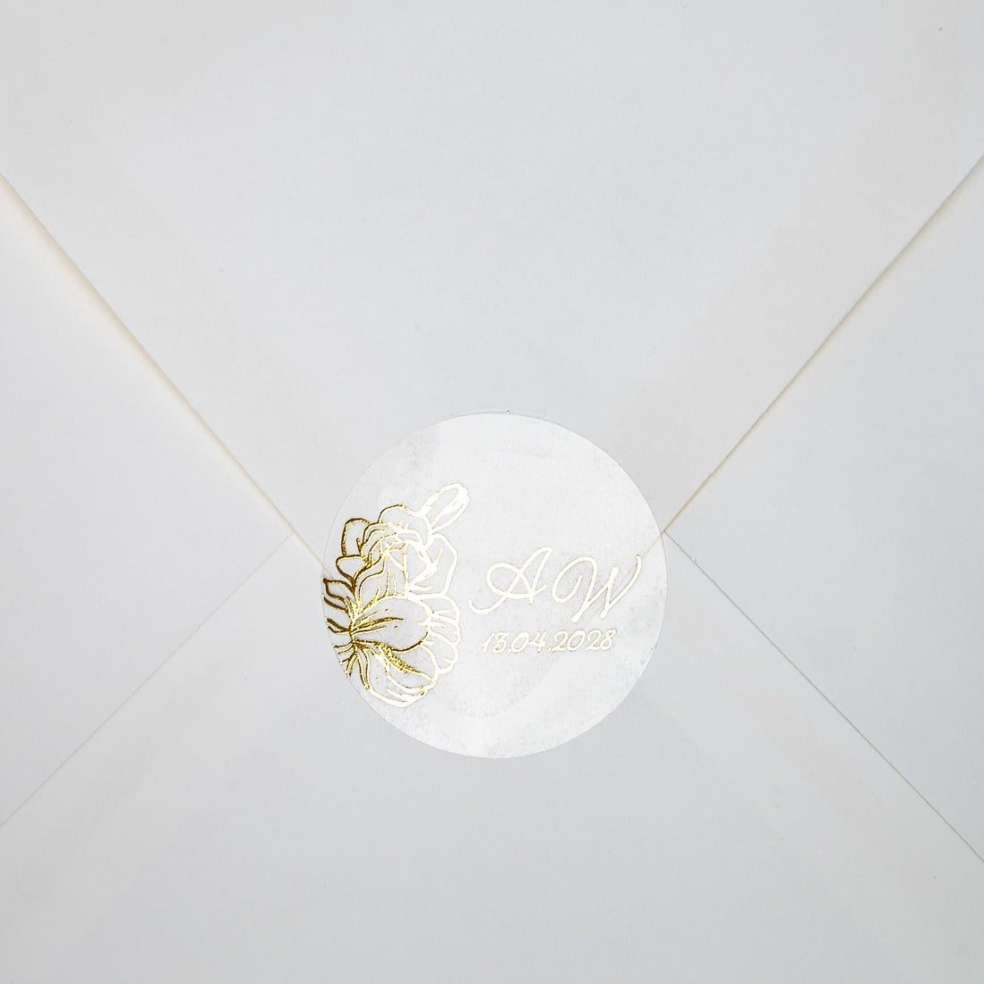 "Jonquille - Sticker" - Faire-part de mariage chic, élégant et romantique avec dorure or - Wedding stationery - Création Luxe Carterie Studio