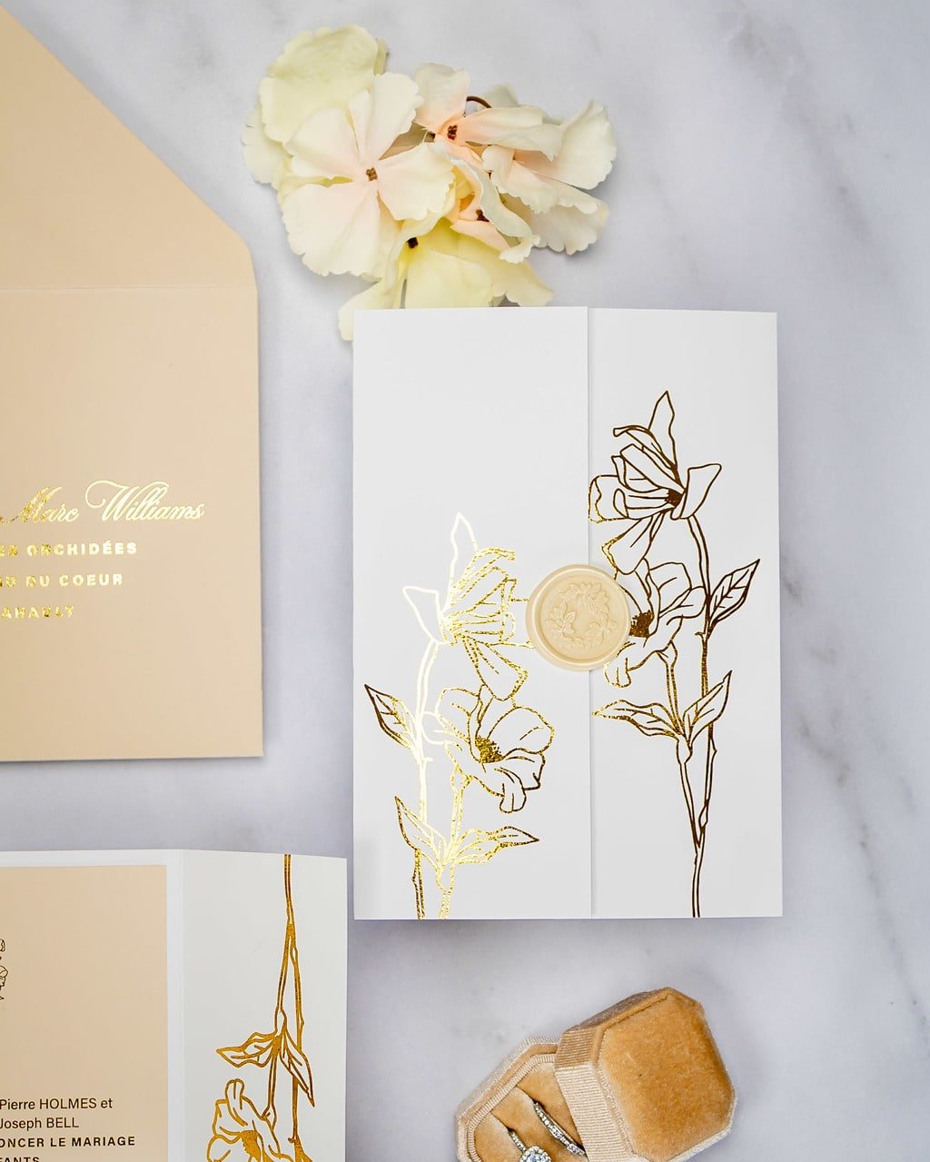 "Kali" - Faire-part de mariage chic, élégant et romantique avec dorure or - Wedding stationery - Création Luxe Carterie Studio