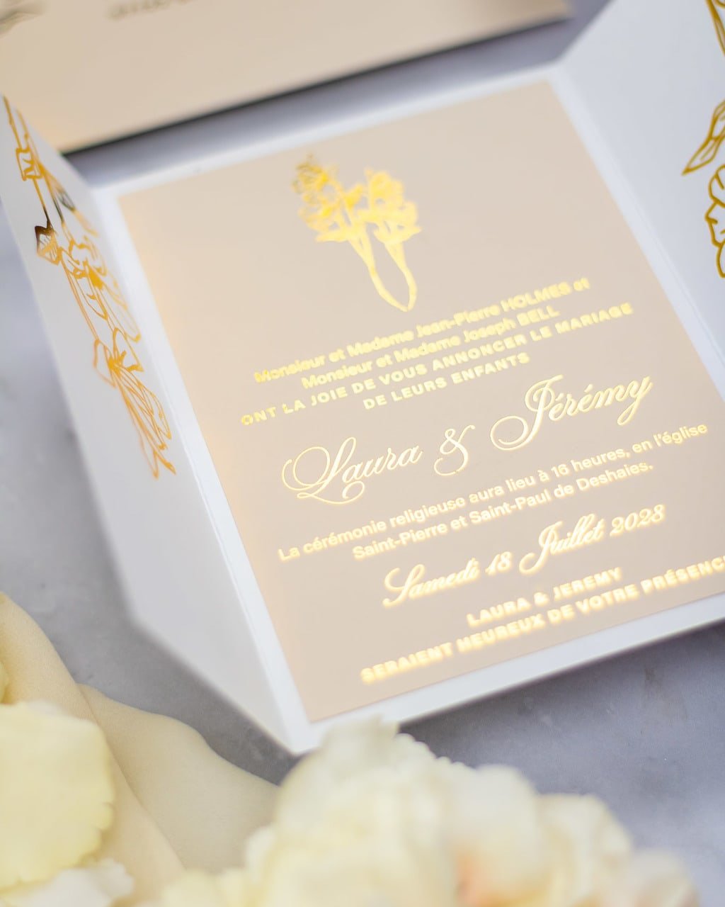 "Kali" - Faire-part de mariage chic, élégant et romantique avec dorure or - Wedding stationery - Création Luxe Carterie Studio