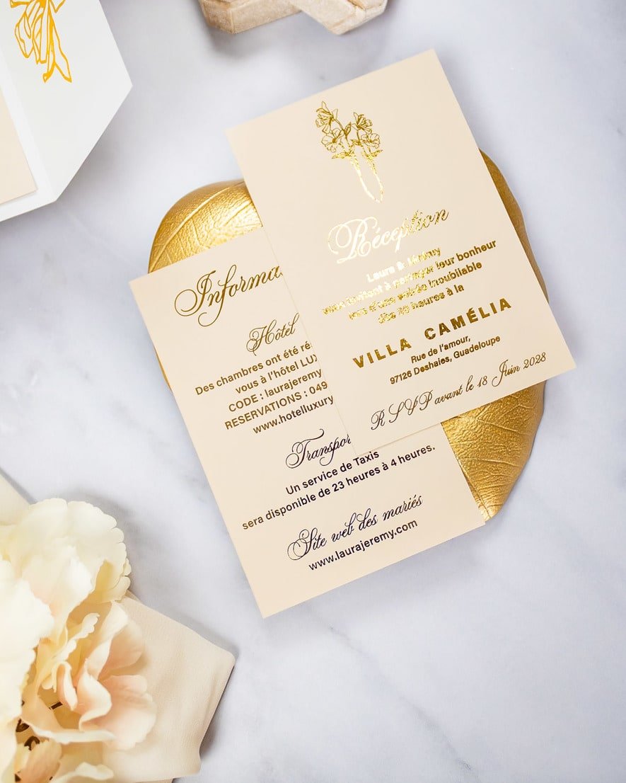 "Kali" - Faire-part de mariage chic, élégant et romantique avec dorure or - Wedding stationery - Création Luxe Carterie Studio