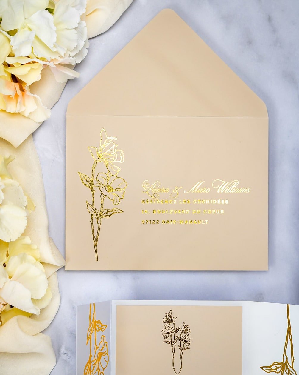 "Kali" - Faire-part de mariage chic, élégant et romantique avec dorure or - Wedding stationery - Création Luxe Carterie Studio