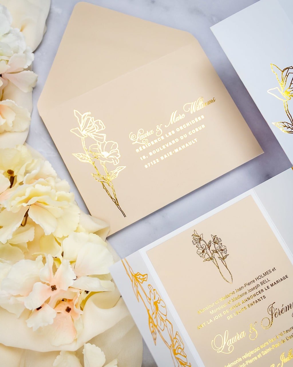 "Kali" - Faire-part de mariage chic, élégant et romantique avec dorure or - Wedding stationery - Création Luxe Carterie Studio