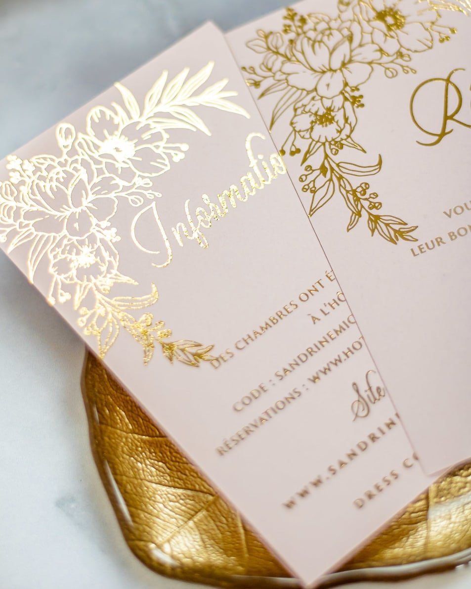 "Kénia" - Faire-part de mariage chic, élégant et romantique avec dorure or - Wedding stationery - Création Luxe Carterie Studio