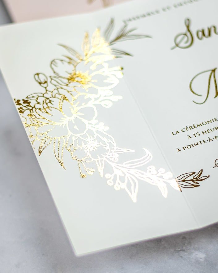 "Kénia" - Faire-part de mariage chic, élégant et romantique avec dorure or - Wedding stationery - Création Luxe Carterie Studio