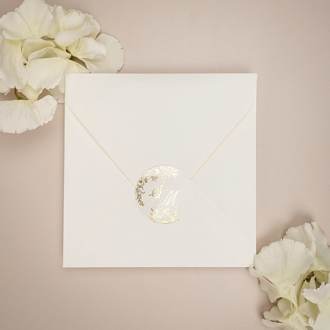 "Kénia - Sticker" - Faire-part de mariage chic, élégant et romantique avec dorure or - Wedding stationery - Création Luxe Carterie Studio