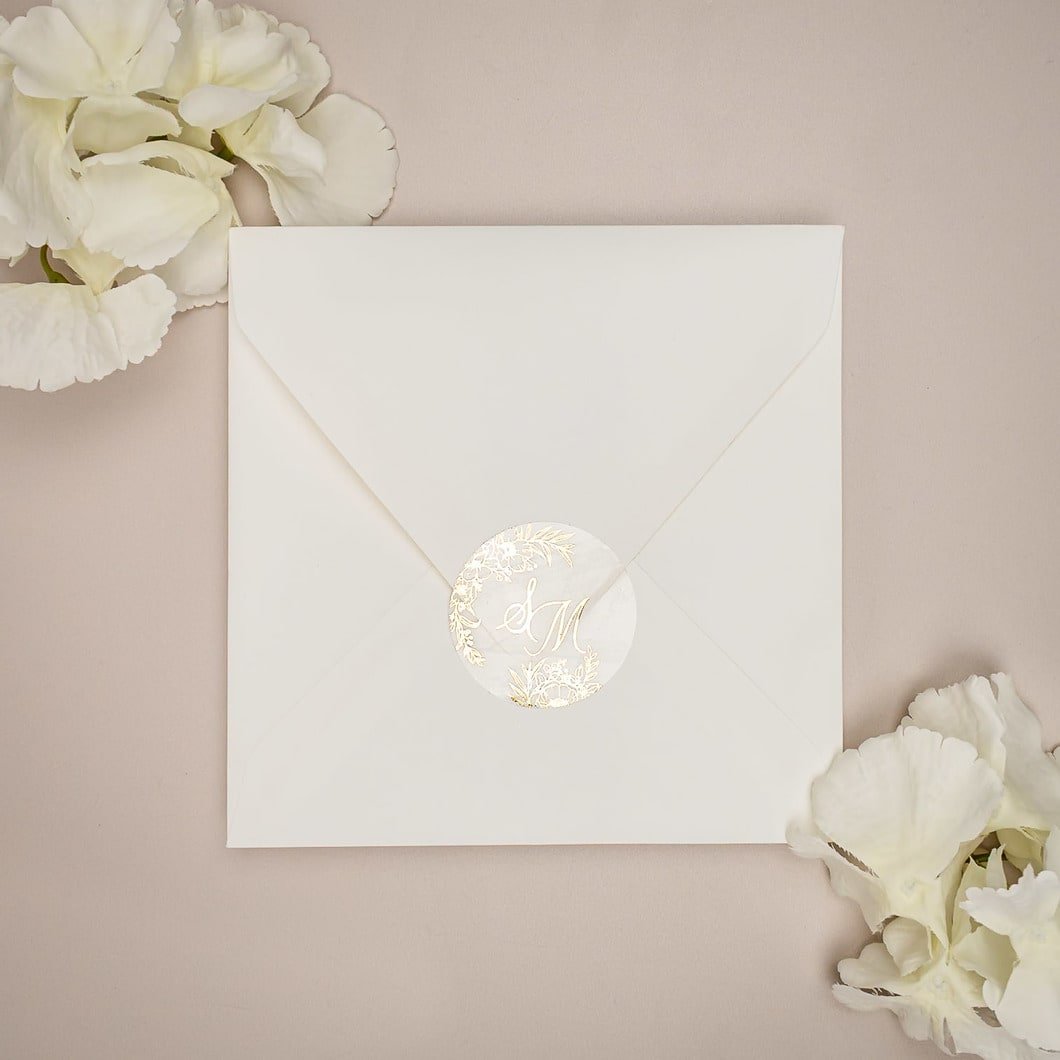 "Kénia - Sticker" - Faire-part de mariage chic, élégant et romantique avec dorure or - Wedding stationery - Création Luxe Carterie Studio