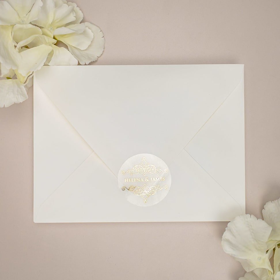 "Kiara - Sticker" - Faire-part de mariage chic, élégant et romantique avec dorure or - Wedding stationery - Création Luxe Carterie Studio