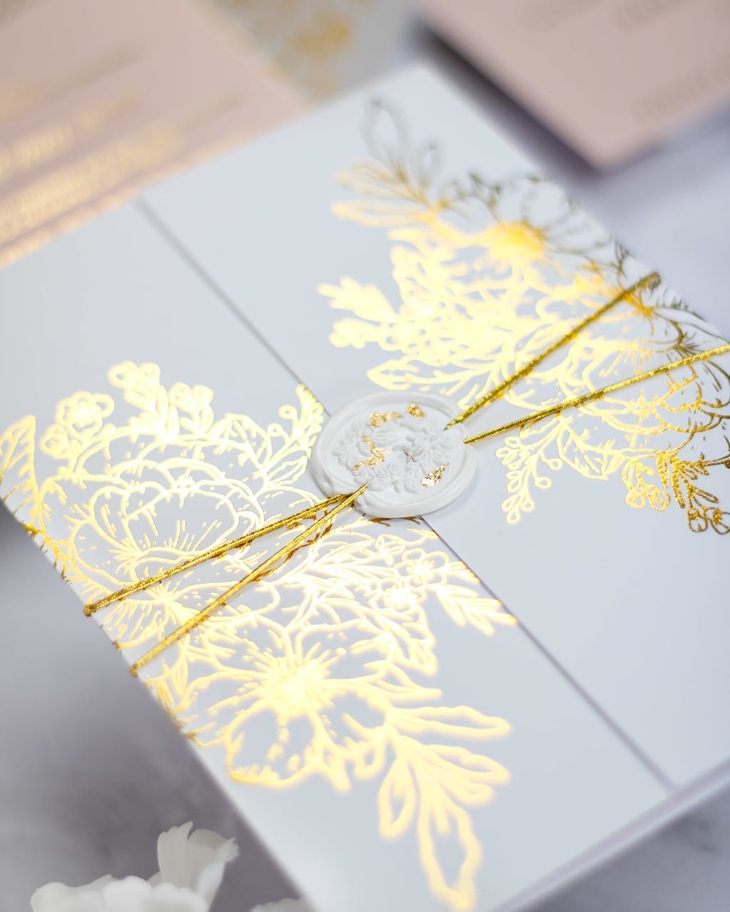 "Kira" - Faire-part de mariage chic, élégant et romantique avec dorure or - Wedding stationery - Création Luxe Carterie Studio