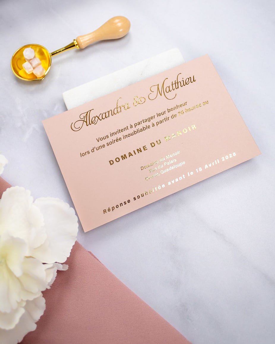 "Kira" - Faire-part de mariage chic, élégant et romantique avec dorure or - Wedding stationery - Création Luxe Carterie Studio