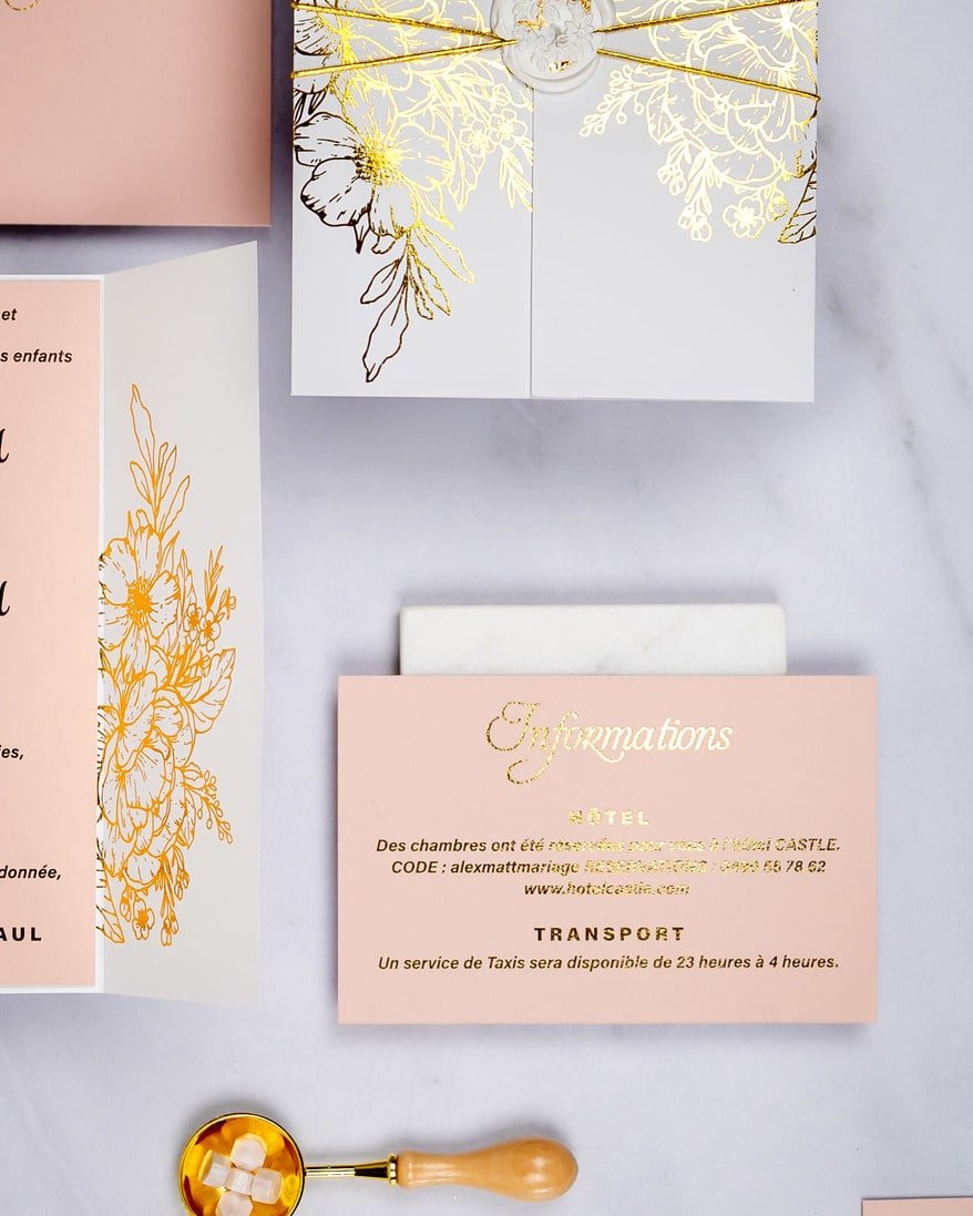 "Kira" - Faire-part de mariage chic, élégant et romantique avec dorure or - Wedding stationery - Création Luxe Carterie Studio