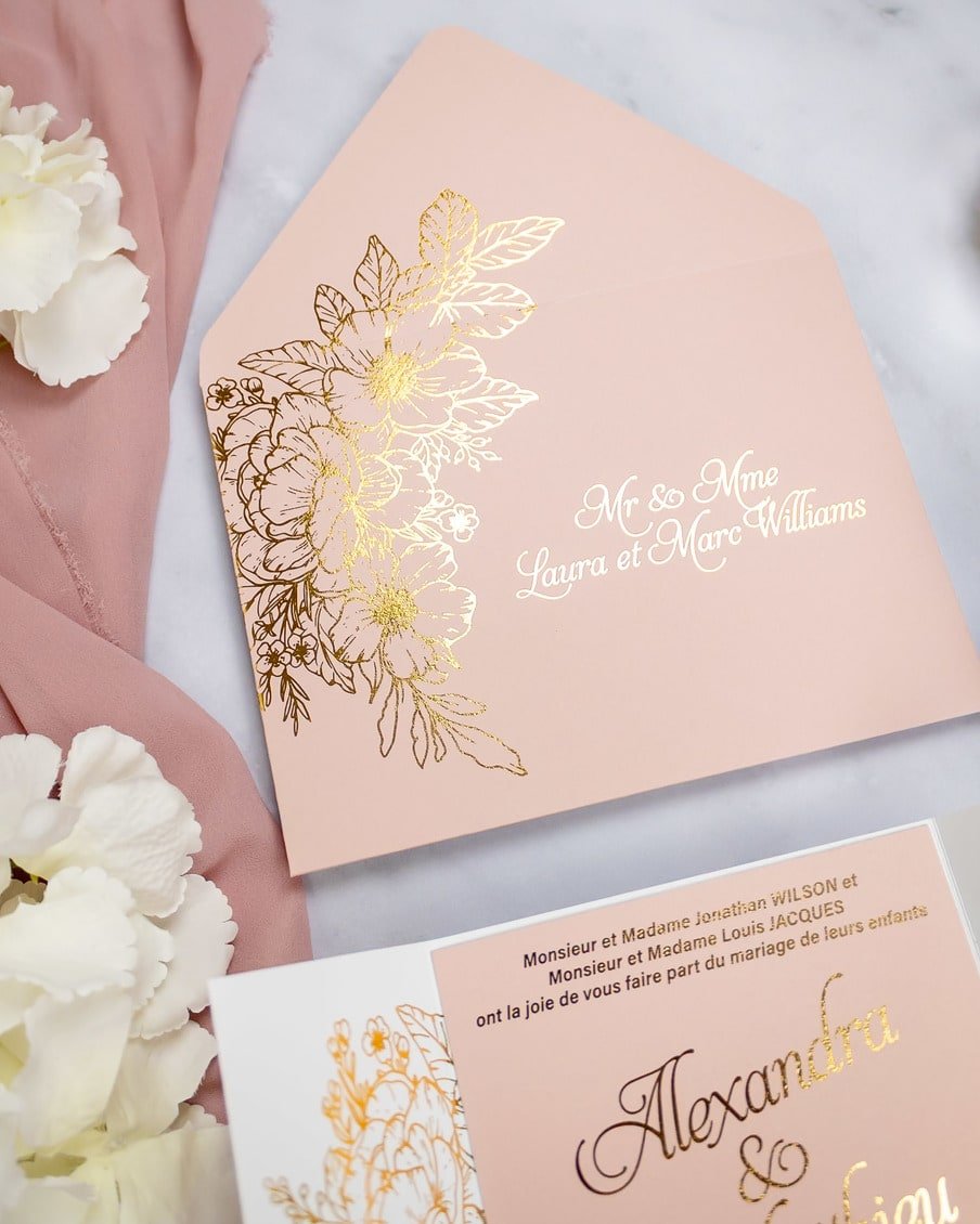 "Kira" - Faire-part de mariage chic, élégant et romantique avec dorure or - Wedding stationery - Création Luxe Carterie Studio