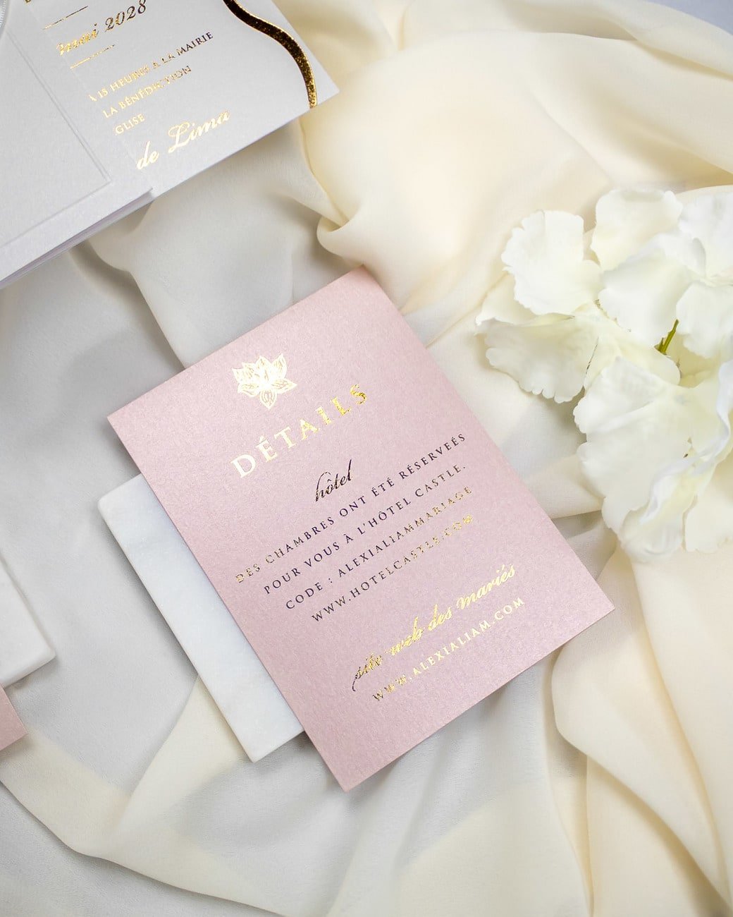 "Kunzite" - Faire-part de mariage chic, élégant et romantique avec dorure or - Wedding stationery - Création Luxe Carterie Studio