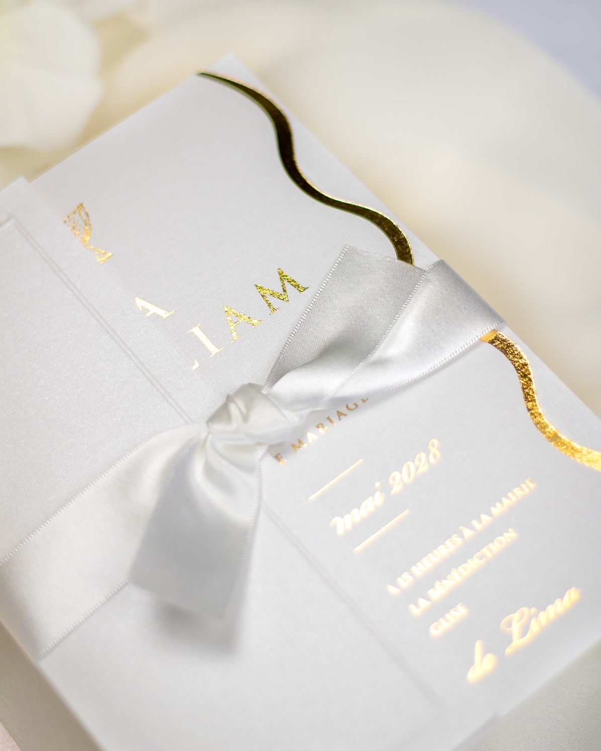 "Kunzite" - Faire-part de mariage chic, élégant et romantique avec dorure or - Wedding stationery - Création Luxe Carterie Studio
