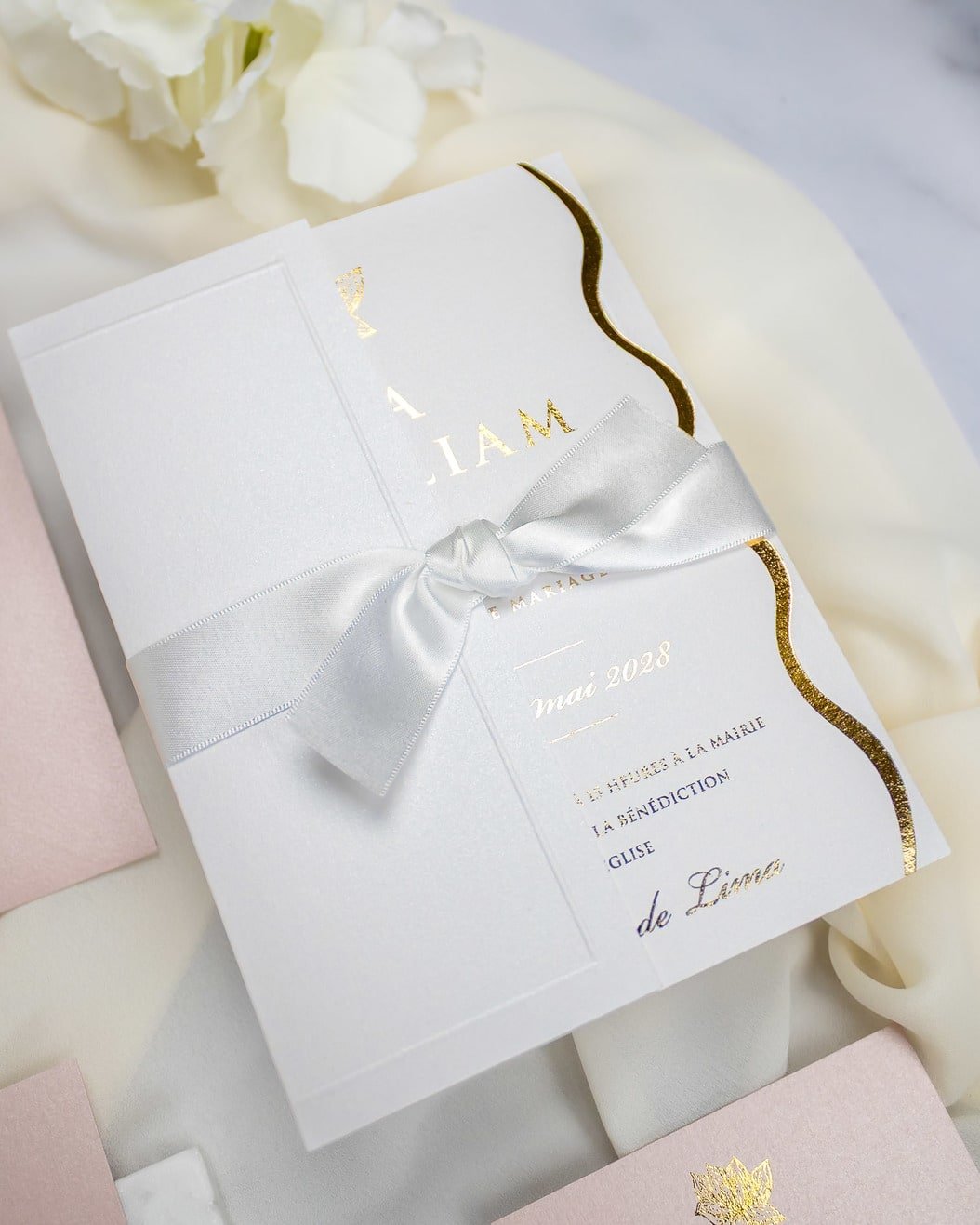 "Kunzite" - Faire-part de mariage chic, élégant et romantique avec dorure or - Wedding stationery - Création Luxe Carterie Studio
