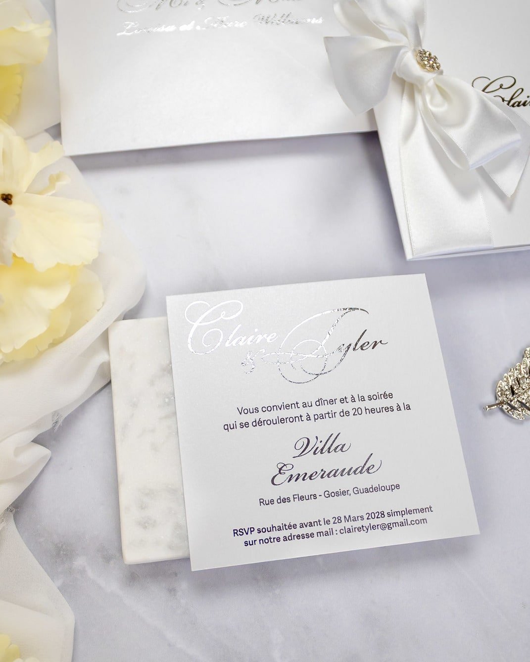 "Lacy" - Faire-part de mariage chic, élégant et romantique avec dorure or - Wedding stationery - Création Luxe Carterie Studio