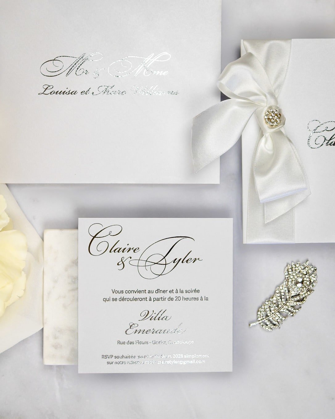 "Lacy" - Faire-part de mariage chic, élégant et romantique avec dorure or - Wedding stationery - Création Luxe Carterie Studio