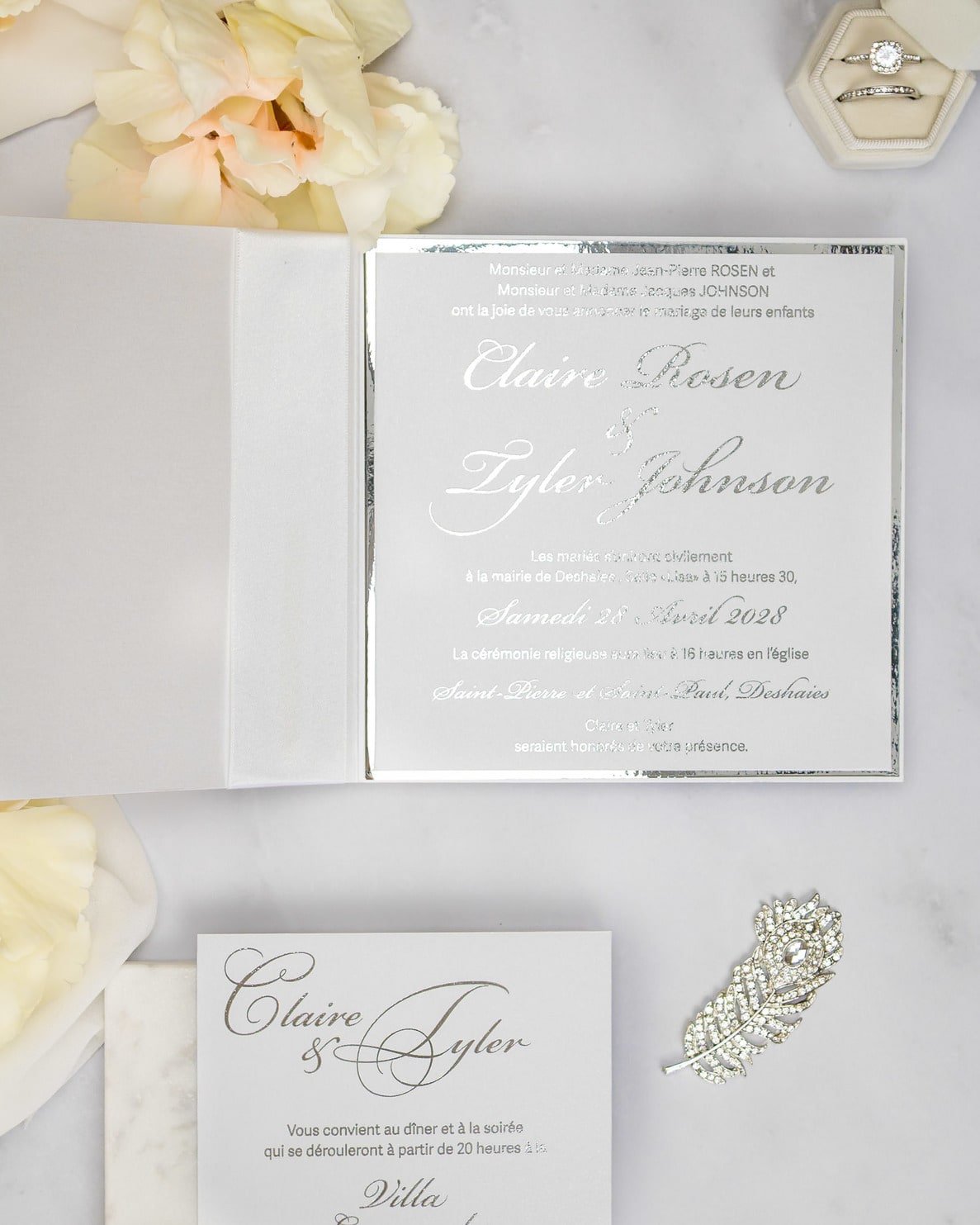 "Lacy" - Faire-part de mariage chic, élégant et romantique avec dorure or - Wedding stationery - Création Luxe Carterie Studio