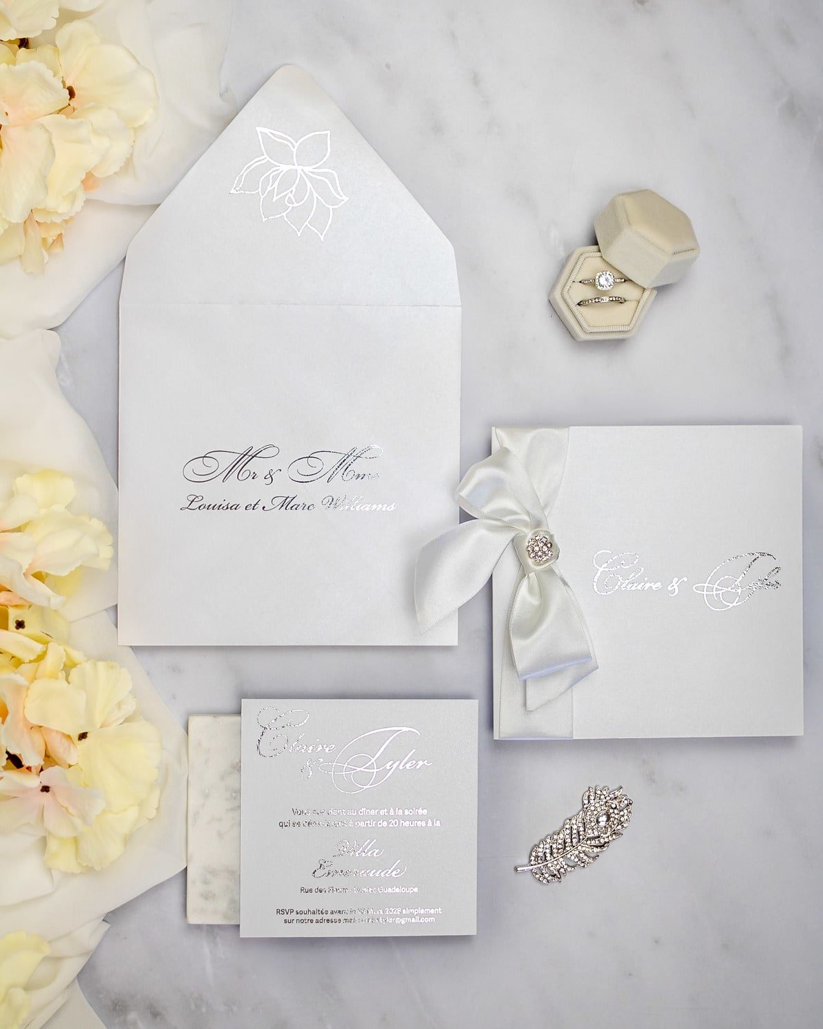 "Lacy" - Faire-part de mariage chic, élégant et romantique avec dorure or - Wedding stationery - Création Luxe Carterie Studio