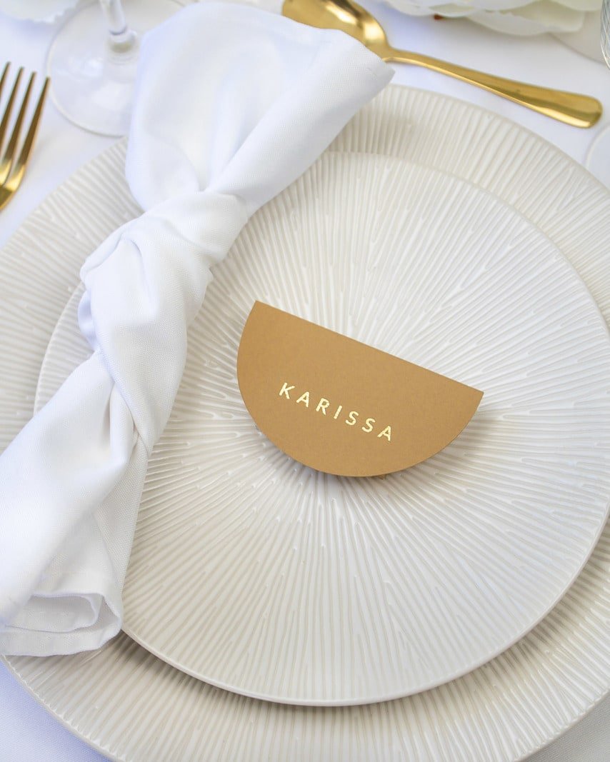 "Lalie - Marque-place" – Marque-place chic, élégant et romantique avec dorure or pour réception de mariage – Papeterie de mariage - Wedding stationery - Création Luxe Carterie Studio