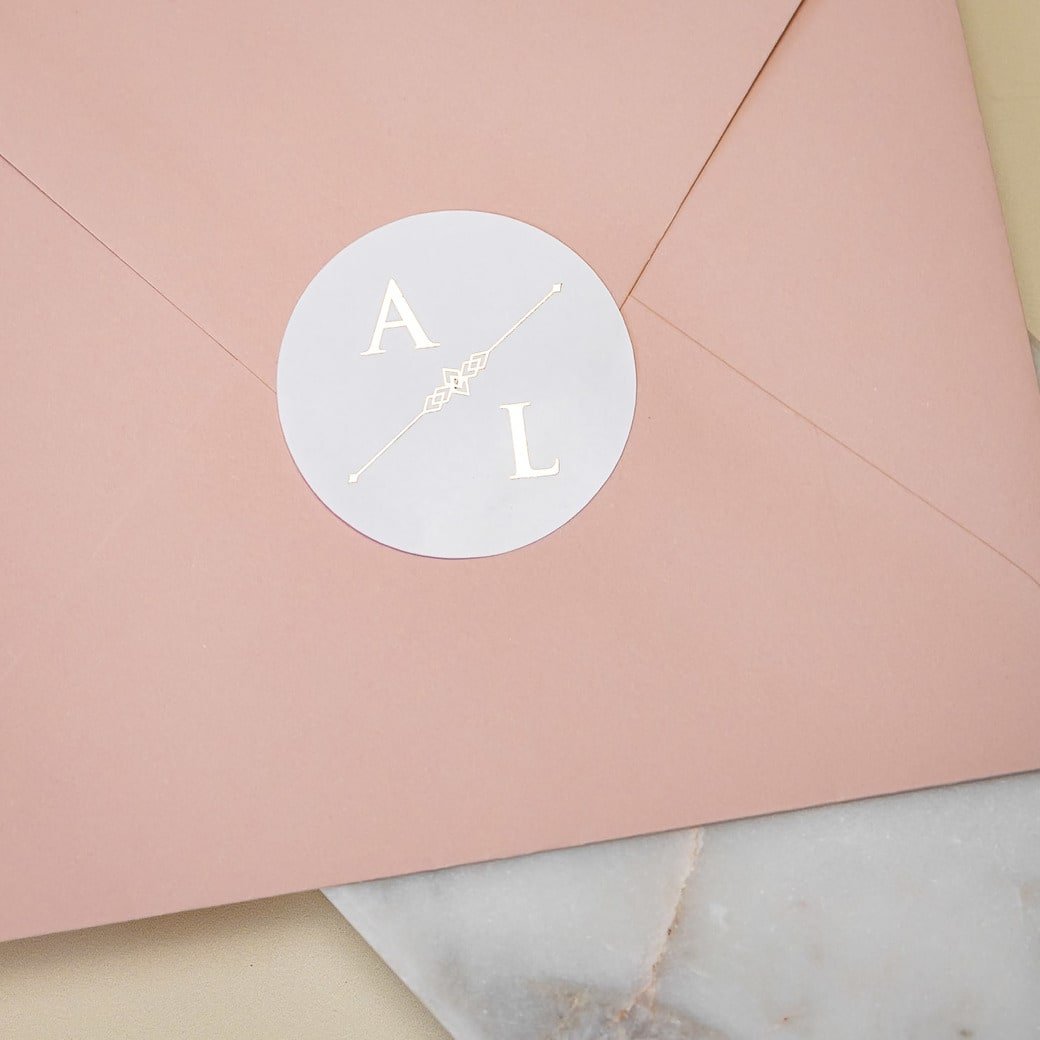 "Lana - Sticker" - Faire-part de mariage chic, élégant et romantique avec dorure or - Wedding stationery - Création Luxe Carterie Studio