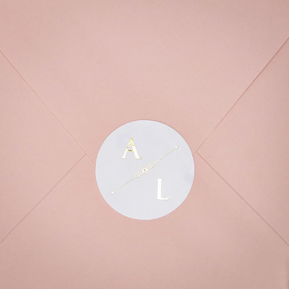 "Lana - Sticker" - Faire-part de mariage chic, élégant et romantique avec dorure or - Wedding stationery - Création Luxe Carterie Studio