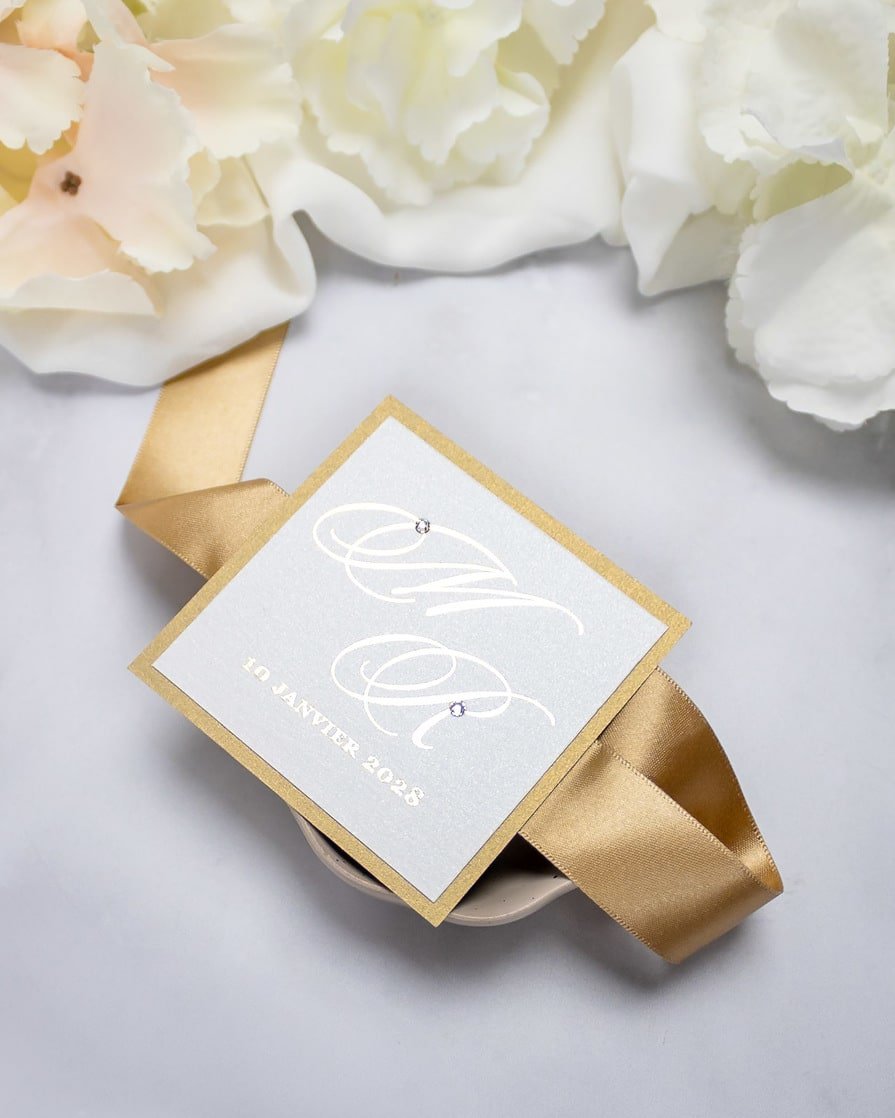 "Laura" - Faire-part de mariage chic, élégant et romantique avec dorure or - Wedding stationery - Création Luxe Carterie Studio