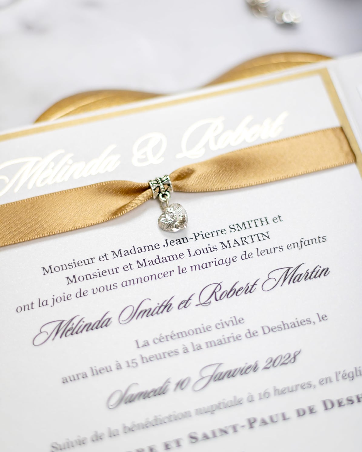 "Laura" - Faire-part de mariage chic, élégant et romantique avec dorure or - Wedding stationery - Création Luxe Carterie Studio