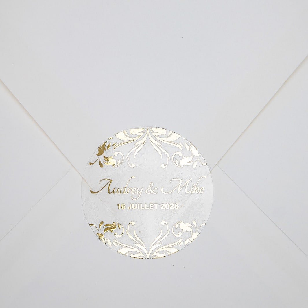 "Lauren - Sticker" - Faire-part de mariage chic, élégant et romantique avec dorure or - Wedding stationery - Création Luxe Carterie Studio
