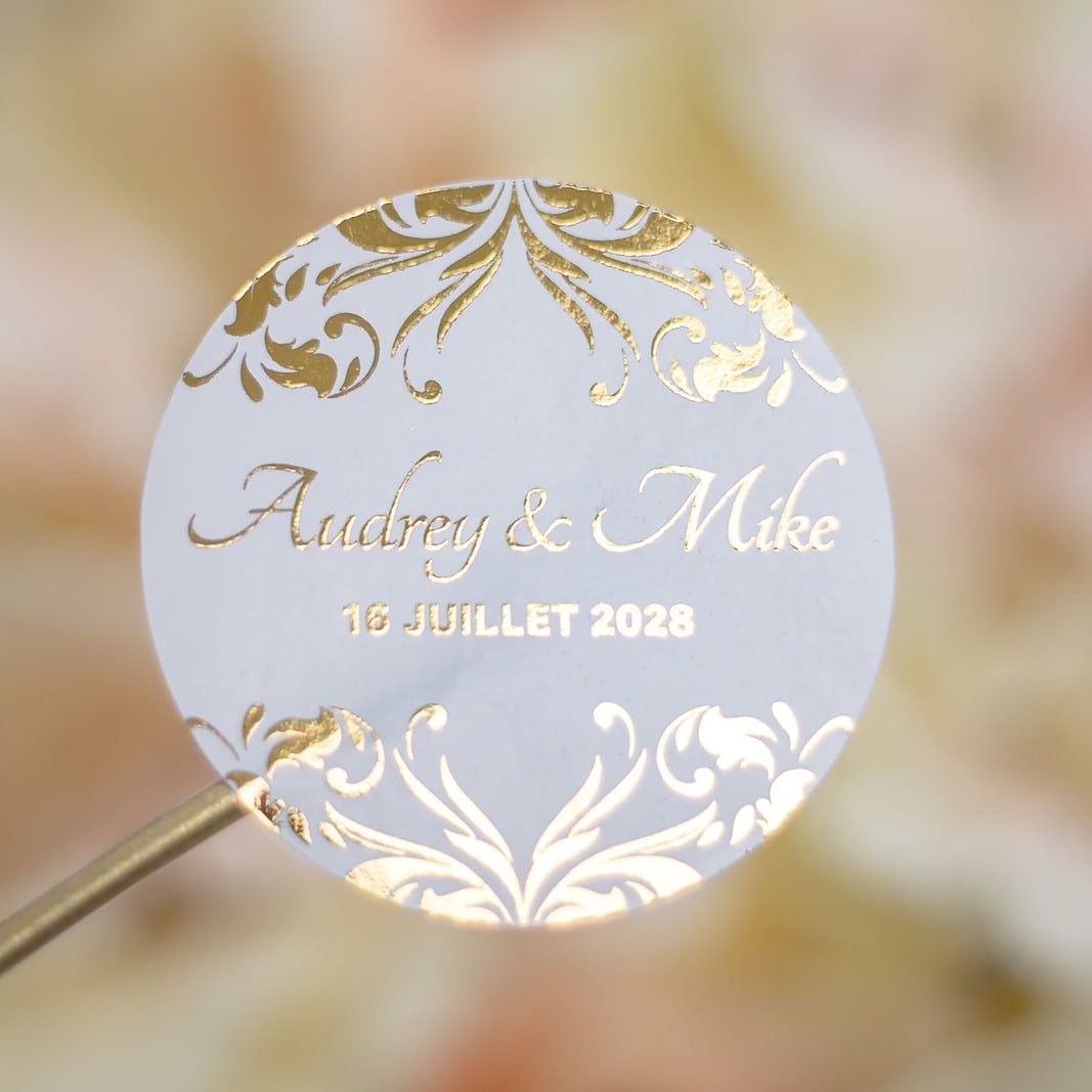 "Lauren - Sticker" - Faire-part de mariage chic, élégant et romantique avec dorure or - Wedding stationery - Création Luxe Carterie Studio