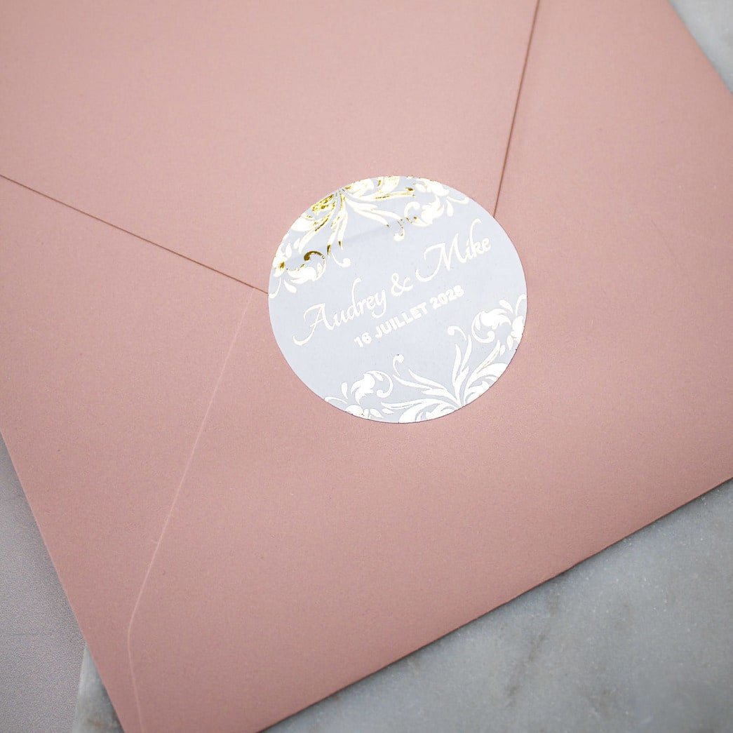 "Lauren - Sticker" - Faire-part de mariage chic, élégant et romantique avec dorure or - Wedding stationery - Création Luxe Carterie Studio