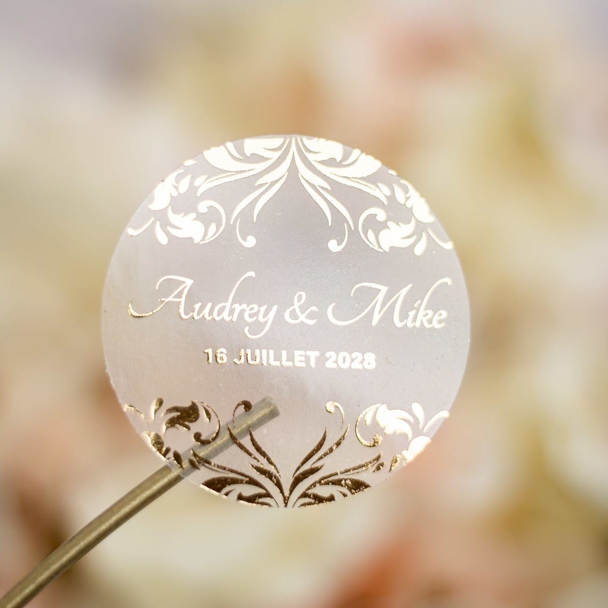 "Lauren - Sticker" - Faire-part de mariage chic, élégant et romantique avec dorure or - Wedding stationery - Création Luxe Carterie Studio