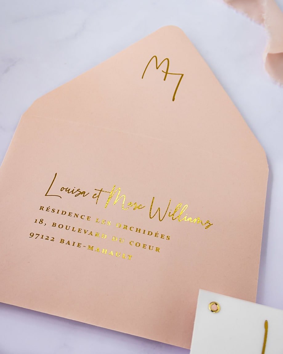 "Léane" - Faire-part de mariage chic, élégant et romantique avec dorure or - Wedding stationery - Création Luxe Carterie Studio