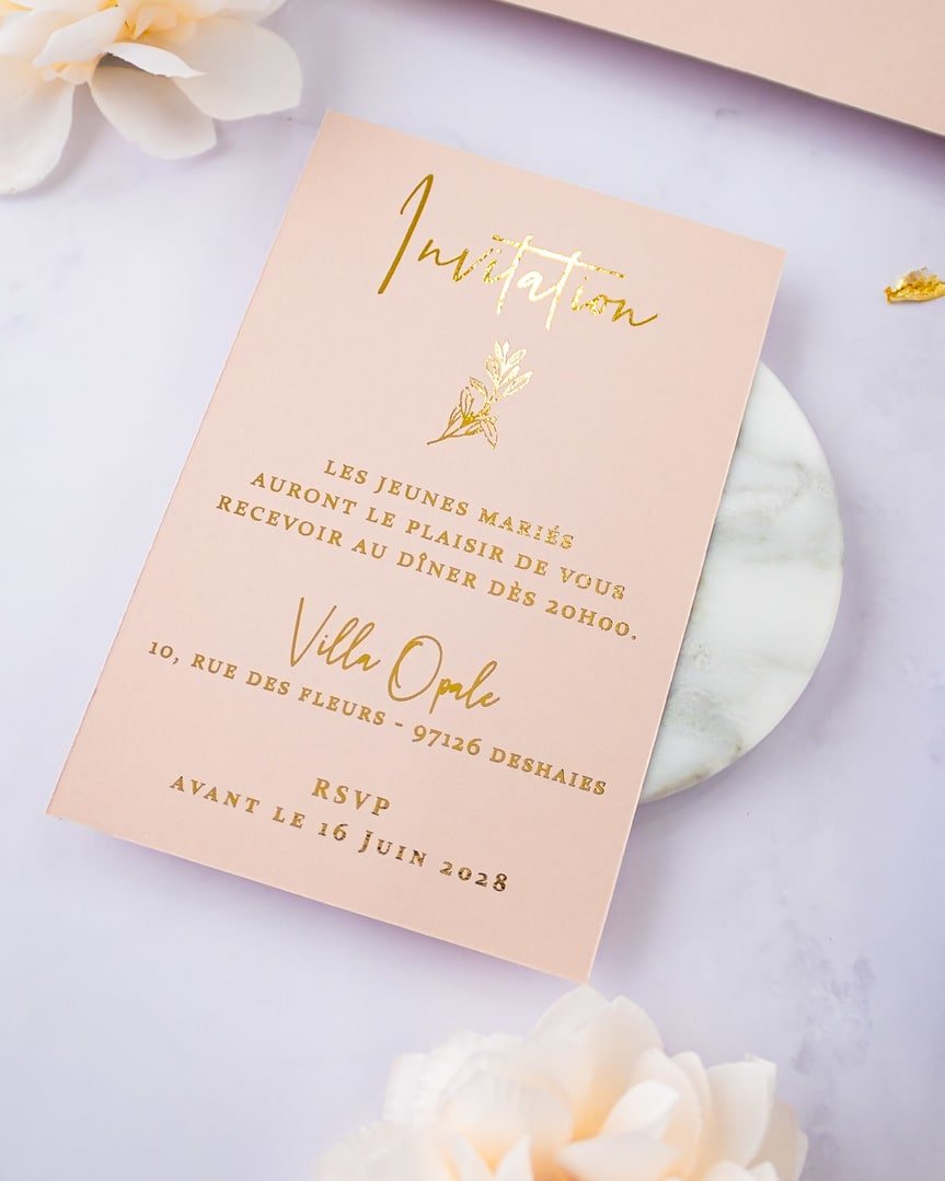"Léane" - Faire-part de mariage chic, élégant et romantique avec dorure or - Wedding stationery - Création Luxe Carterie Studio