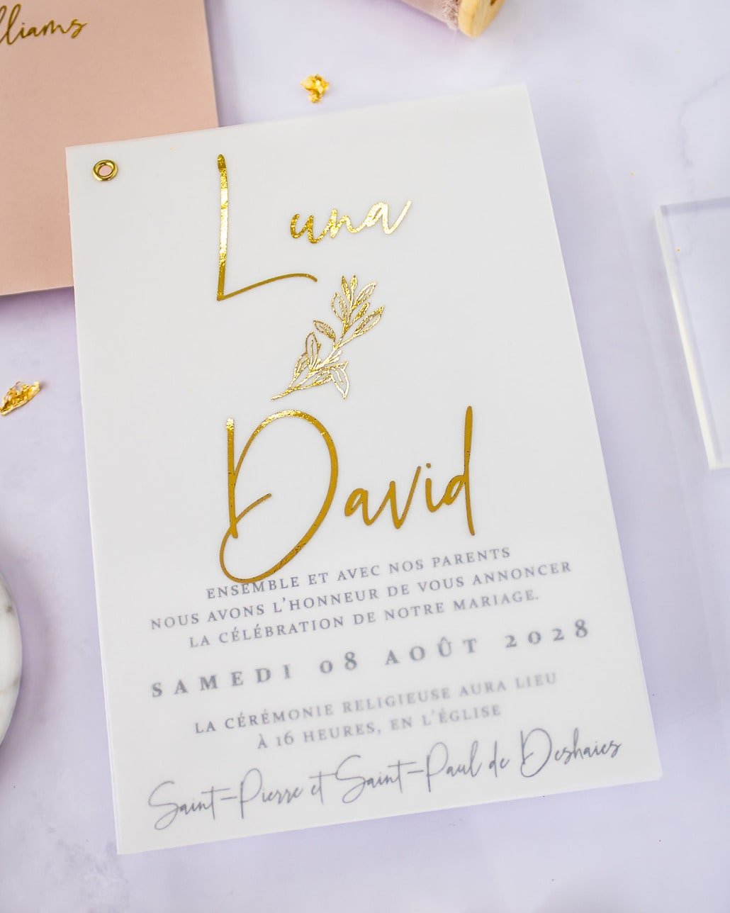 "Léane" - Faire-part de mariage chic, élégant et romantique avec dorure or - Wedding stationery - Création Luxe Carterie Studio