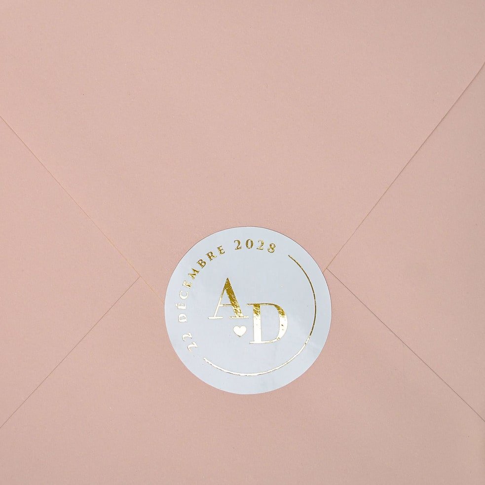 "Léona - Sticker" - Faire-part de mariage chic, élégant et romantique avec dorure or - Wedding stationery - Création Luxe Carterie Studio