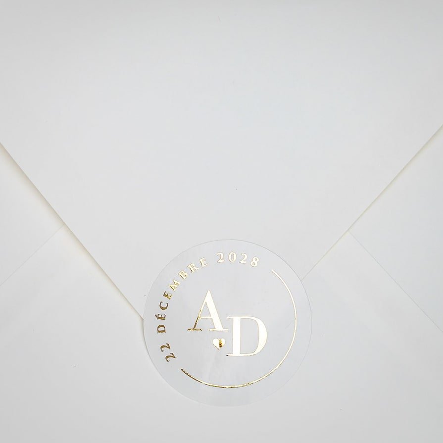 "Léona - Sticker" - Faire-part de mariage chic, élégant et romantique avec dorure or - Wedding stationery - Création Luxe Carterie Studio