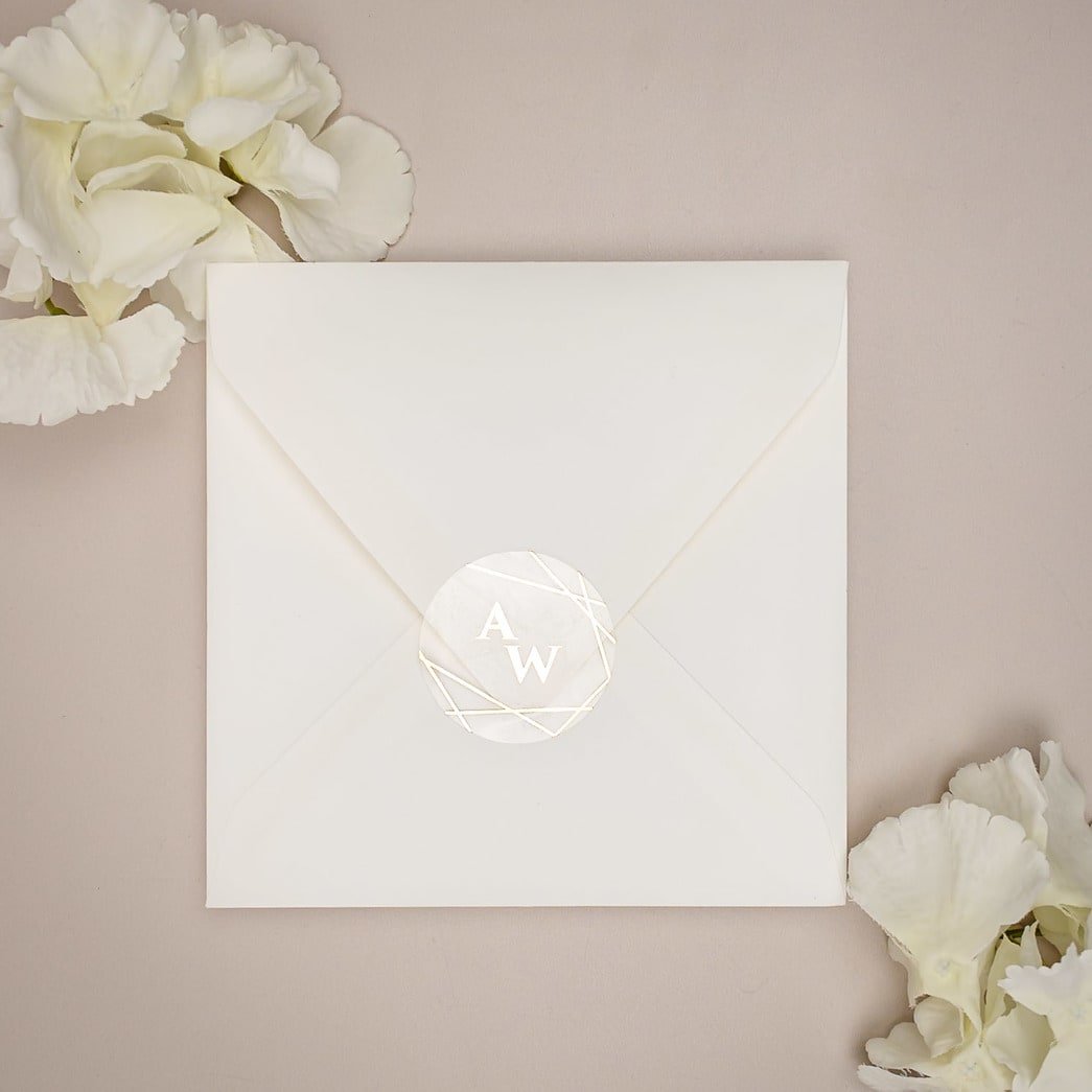 "Leslie - Sticker" - Faire-part de mariage chic, élégant et romantique avec dorure or - Wedding stationery - Création Luxe Carterie Studio
