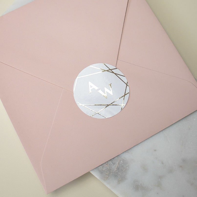 "Leslie - Sticker" - Faire-part de mariage chic, élégant et romantique avec dorure or - Wedding stationery - Création Luxe Carterie Studio
