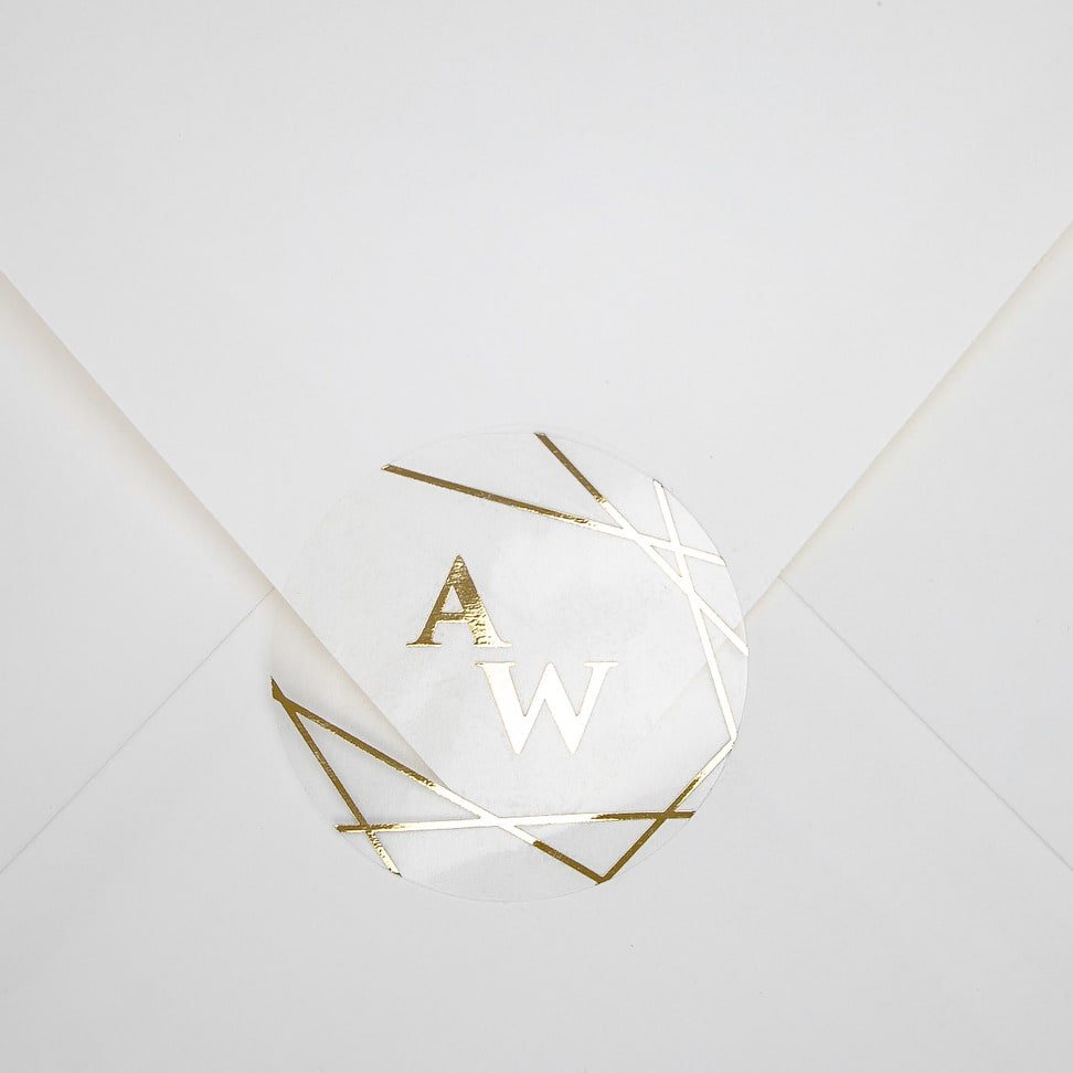 "Leslie - Sticker" - Faire-part de mariage chic, élégant et romantique avec dorure or - Wedding stationery - Création Luxe Carterie Studio