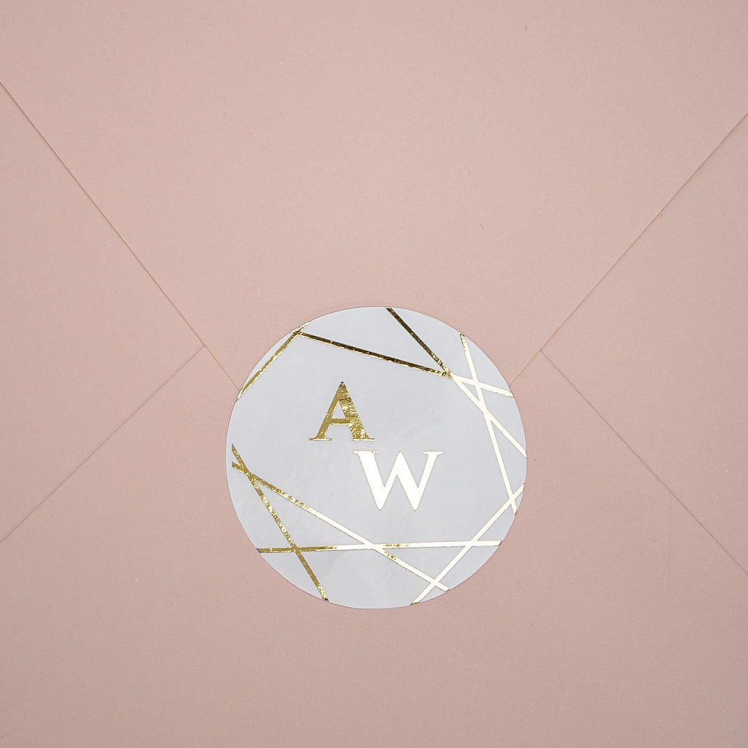 "Leslie - Sticker" - Faire-part de mariage chic, élégant et romantique avec dorure or - Wedding stationery - Création Luxe Carterie Studio