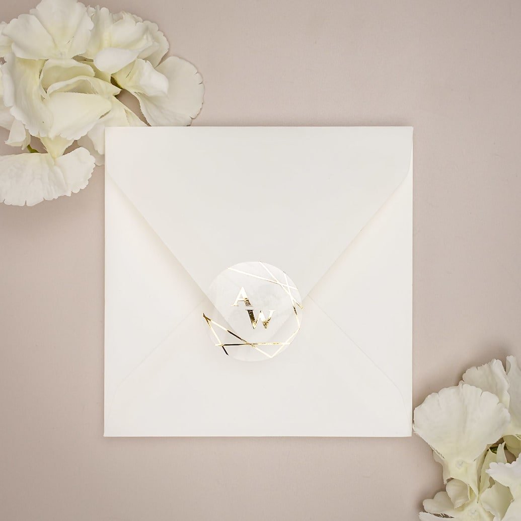 "Leslie - Sticker" - Faire-part de mariage chic, élégant et romantique avec dorure or - Wedding stationery - Création Luxe Carterie Studio