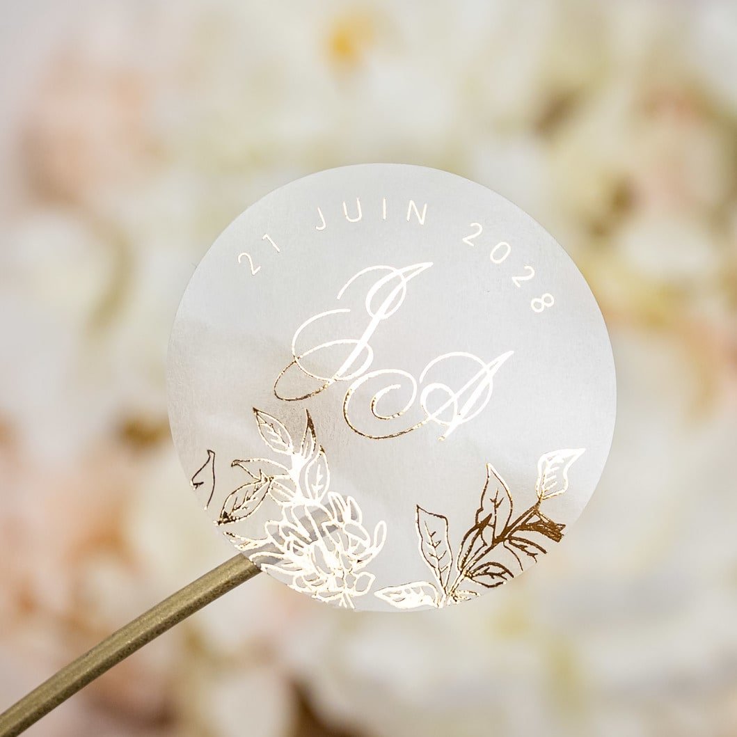 "Lia - Sticker" - Faire-part de mariage chic, élégant et romantique avec dorure or - Wedding stationery - Création Luxe Carterie Studio