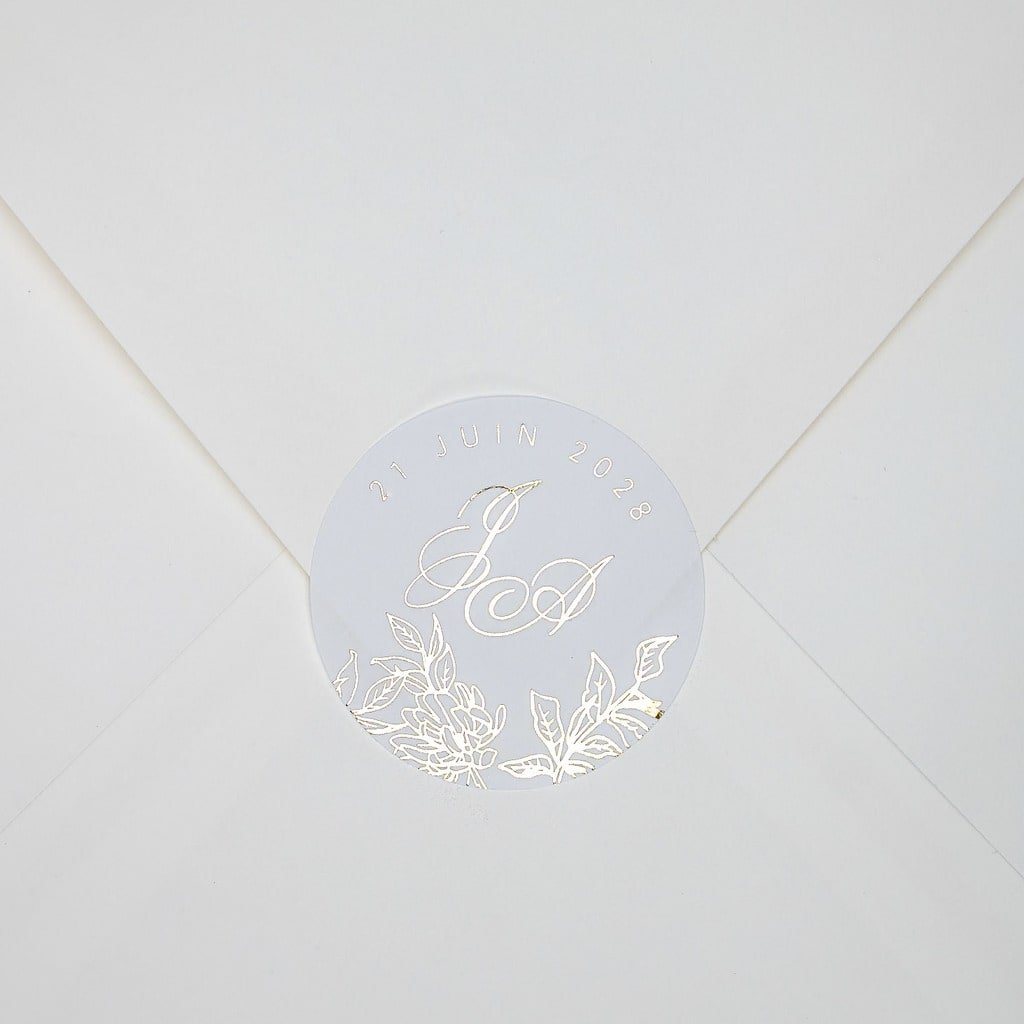 "Lia - Sticker" - Faire-part de mariage chic, élégant et romantique avec dorure or - Wedding stationery - Création Luxe Carterie Studio