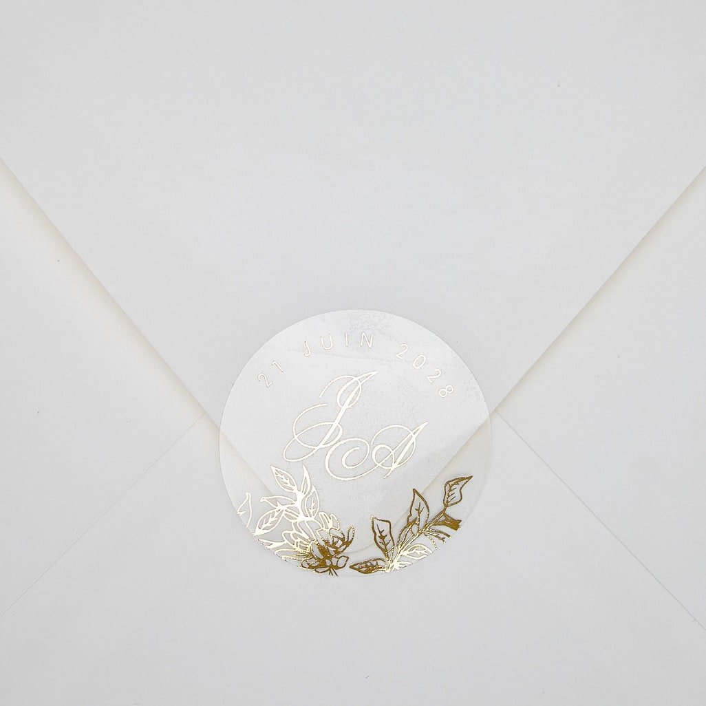 "Lia - Sticker" - Faire-part de mariage chic, élégant et romantique avec dorure or - Wedding stationery - Création Luxe Carterie Studio
