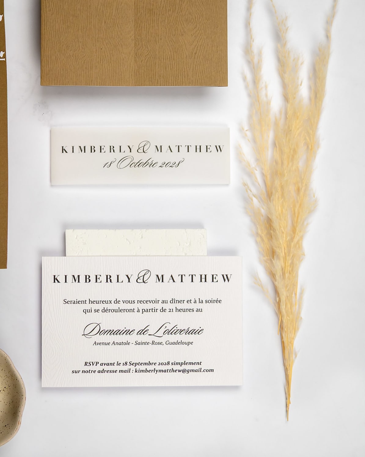 "Light" - Faire-part de mariage champêtre, élégant et romantique avec dorure or – Wedding stationery - Création Luxe Carterie Studio