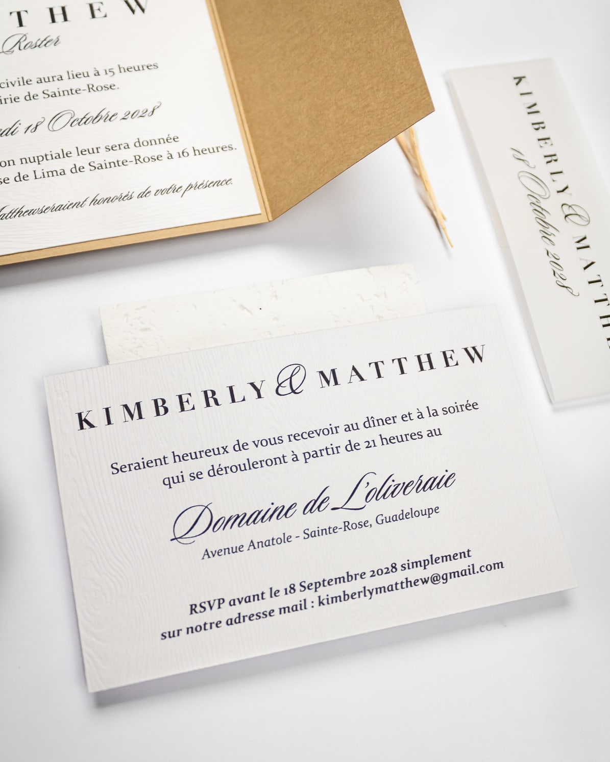 "Light" - Faire-part de mariage champêtre, élégant et romantique avec dorure or – Wedding stationery - Création Luxe Carterie Studio